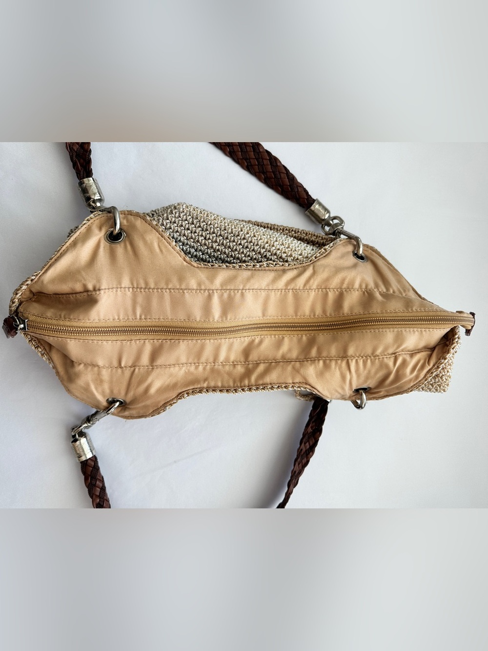 The Sak Tan Brown Woven Braided-Handle Hobo Shoulder Tote Bag - Picture 10 of 16